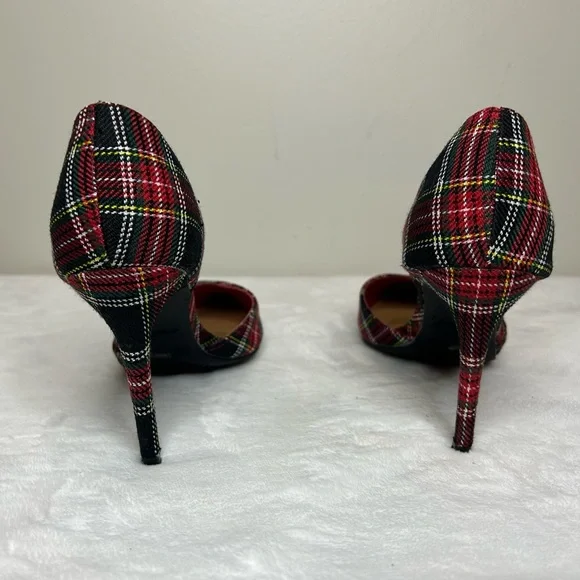 Anne Michelle Red Tartan Plaid Heels with Pointed Toe Size 7 - Picture 6 of 10